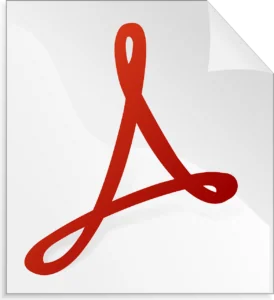 Red Adobe Acrobat logo on white background with gray page curl effect