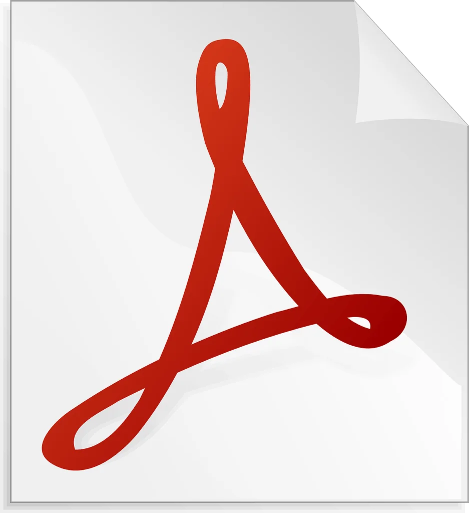 Red Adobe Acrobat logo on white background with gray page curl effect